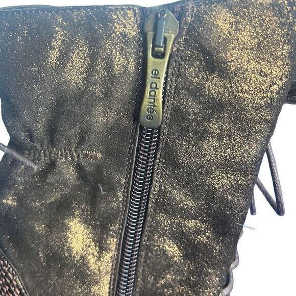El Dantes Metallic Suede stiletto Boots Booties 6.5 Platforms - Picture 15 of 16